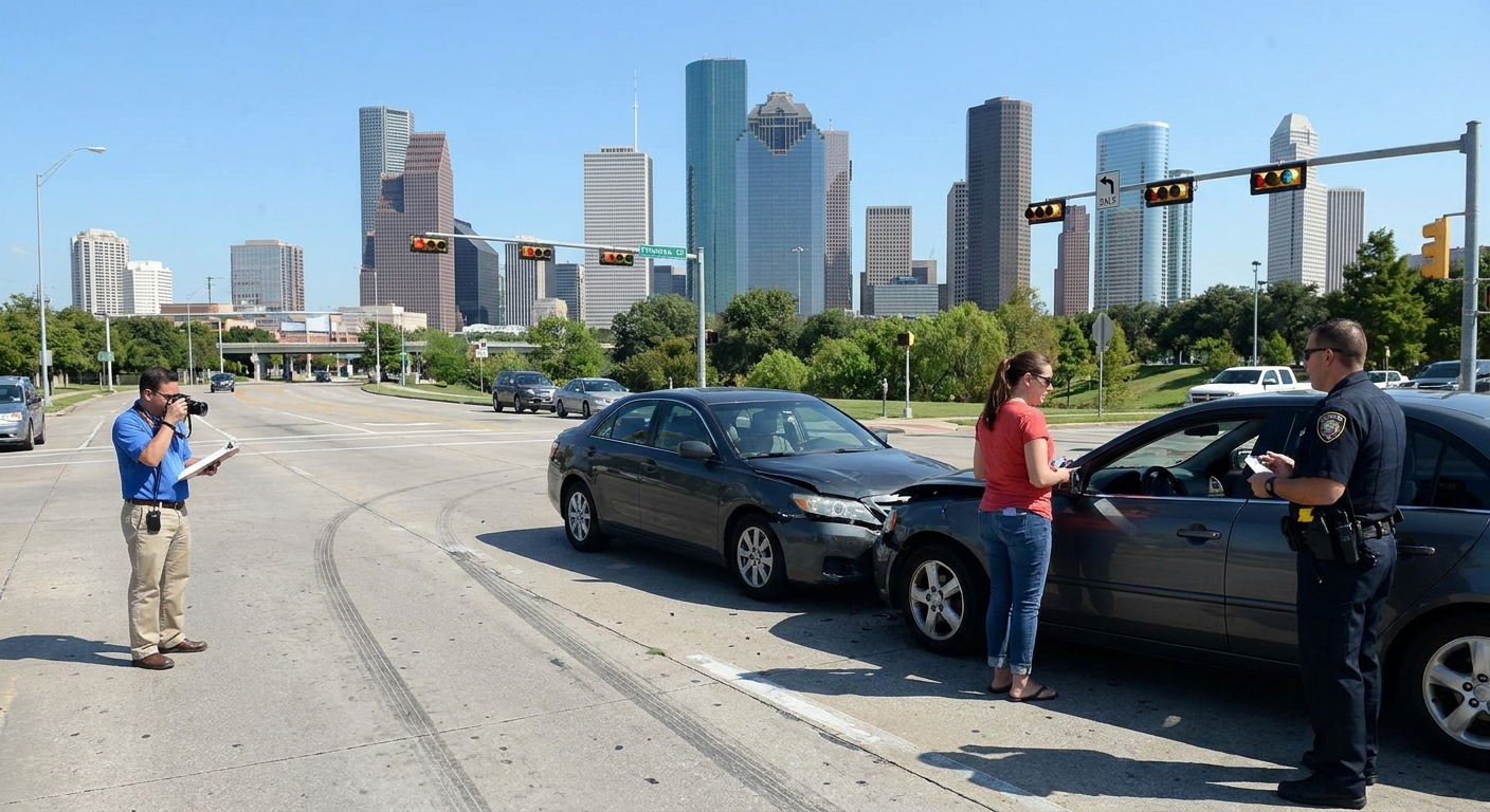 Partly at fault accident claim process in Houston